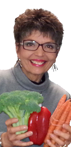 Barbara Mathison with fresh vegetables at Nutritious Way